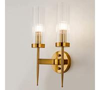 ZVALIEVYE Lampada da Parete in Ferro Battuto con Dimmer Tricolore, Modernada da Parete in Vetro per Camera da Letto, Applique Decorative per Sala da Pranzo E14,De da Comodino a Parete/Doppia Testa