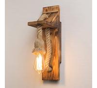 ZVALIEVYE Lampada da Parete Retrò in Legno, Lampada da Parete in Corda Di Canapa Industriale, Applique Rustica, Lampada da Parete in Legno Pastorale, Lampade da Parete E27 Antiche per Fattoria, Ristor