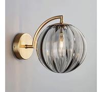 ZVALIEVYE Lampada da Parete Semplice in Ferro Battuto con Sfera Di Vetro,Da da Parete Postmoderna per Comodino da Camera da Letto,De da Parete a Led per Soggiorno,De da Sala da Pranzo/Grigio Fumo