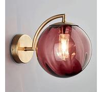ZVALIEVYE Lampada da Parete Semplice in Ferro Battuto con Sfera Di Vetro,Da da Parete Postmoderna per Comodino da Camera da Letto,De da Parete a Led per Soggiorno,De da Sala da Pranzo/Rosso