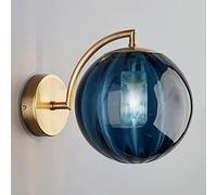 ZVALIEVYE Lampada da Parete Semplice in Ferro Battuto con Sfera Di Vetro,Da da Parete Postmoderna per Comodino da Camera da Letto,De da Parete a Led per Soggiorno,De da Sala da Pranzo/Blu