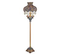 ZVALIEVYE Standing Tall Lamps European Resin Floor Lamp Fabric Lampshade With Beads Royal Floor Light For Living Room Bedroom Reading Light