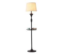 ZVALIEVYE Standing Tall Lamps Simple Floor Lamp Wrought Iron Tray Vertical Floor Light Fabric Lampshade Bedroom Living Room Reading Light/Remote Controls+Footswitches/a