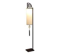 ZVALIEVYE Standing Tall Lamps Vintage Floor Lamp Fabric Lampshade Floor Light With Tassel Decorative Wrought Iron Standing Lamp For Living Room Bedroom Reading Light
