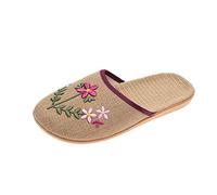 zvcv Pantofole da casa, Pantofole di Lino Donna Adult Home Flat con Fashion Beach Slippers-Purple_37-38