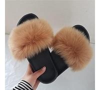 zvcv Scarpe pelose, Pantofole Pantofole Piatte in Pelliccia Sintetica di Parole Aperte estive Femminili-9_40-41