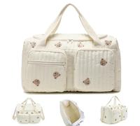 ZVD Borsa Parto Ospedale Grande Mamma, Borsa Passeggino, Neonato Cambio, Multiuso, Spalla in Cotone Con Ricamo, Parto in Ospedale, Passeggino, Viaggio e Cambio Pannolini (Piccolo Orso)