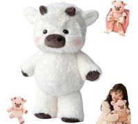 ZVD Peluche Che Corre, Peluche Mucc, Animale di Peluche per Uomini, Forma di Pecora, Decorazione per La Casa, Animale di Pe Luche per Uomini, Bambini e Ragazzi (Vitello -Bianco)