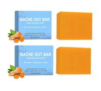 ZVD Sapone per l'acne corporeo, 2 x 100 g, curcuma, vitamina C | Riduce le macchie post-acne, adatto per pelli sensibili, controlla il sebo, pulizia profonda senza irritare