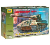 ZVEZDA 1/35 KIT MILITARE KINGTIGER PORSCHE CARRO ARMATO MODELLINO AUTO STATICO