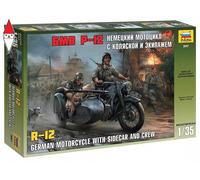 ZVEZDA 1/35 R12 GERMAN MOTORCYCLE WITH SIDECAR AND CREW