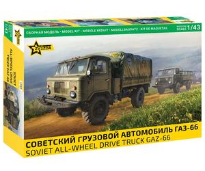 ZVEZDA 1/43 SOVIET ALL-WHEEL DRIVE GAZ-66 1:43 KIT MODELLINO CAMION MILITARE