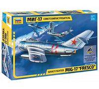 Zvezda 500787318-1 500787318-Kit di montaggio in plastica MIG-17 Fresco Soviet Fighter in scala 1:72, per principianti, dettagliato, Colore non laccato, Pequeño, ZV7318