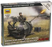 Zvezda Modelli 1/72 Tedesco 2cm Flak 38 Con Crew Nuovo Tooling Snap Kit