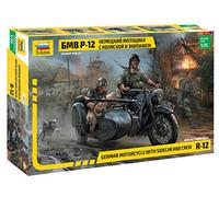 ZVEZDA 1/35 R12 GERMAN MOTORCYCLE WITH SIDECAR AND CREW