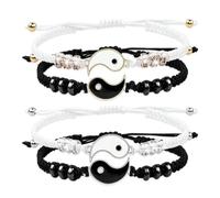 ZVKACT 2 Paia di Bracciali Yin-Yang dell’Amicizia - Cordino Regolabile per Coppie e Migliori Amici - Regali Personalizzati per un Legame Speciale