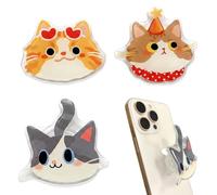 ZVKACT 3 Supporti per Telefono con Design Gatto Carino - Impugnatura Sicura, Pieghevole e Retrattile - Compatibile con Smartphone e Tablet