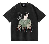 ZVKVLDE T-Shirt AgustD-2 in Cotone Nero Lavato Supporta Magliette da Uomo E da Donna(Black-d,M)