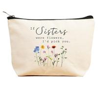 ZVMIS If Were Flowers, I'd Pick You-Thank You, regalo di compleanno, capodanno, regalo di Natale per donne, trousse per cosmetici, custodia da viaggio, Beige, 9.5 ″ L x 7″H x 2.7″ W, 2-se le sorelle