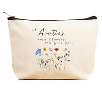 ZVMIS If Were Flowers, I'd Pick You-Thank You, regalo di compleanno, capodanno, regalo di Natale per donne, trousse per cosmetici, custodia da viaggio, Beige, 9.5 ″ L x 7″H x 2.7″ W, 9-se le zie