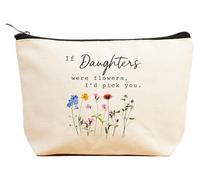 ZVMIS If Were Flowers, I'd Pick You-Thank You, regalo di compleanno, capodanno, regalo di Natale per donne, trousse per cosmetici, custodia da viaggio, Beige, 9.5 ″ L x 7″H x 2.7″ W, 12-se la figlia