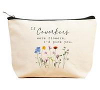 ZVMIS If Were Flowers, I'd Pick You-Thank You, regalo di compleanno, capodanno, regalo di Natale per donne, trousse per cosmetici, custodia da viaggio, Beige, 9.5 ″ L x 7″H x 2.7″ W, 14-se i colleghi