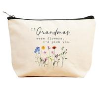 ZVMIS If Were Flowers, I'd Pick You-Thank You, regalo di compleanno, capodanno, regalo di Natale per donne, trousse per cosmetici, custodia da viaggio, Beige, 9.5 ″ L x 7″H x 2.7″ W, 4-se le nonne