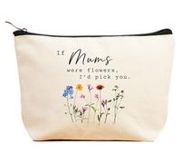 ZVMIS If Were Flowers, I'd Pick You-Thank You, regalo di compleanno, capodanno, regalo di Natale per donne, trousse per cosmetici, custodia da viaggio, Beige, 9.5 ″ L x 7″H x 2.7″ W, 1-se le mamme