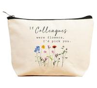 ZVMIS If Were Flowers, I'd Pick You-Thank You, regalo di compleanno, capodanno, regalo di Natale per donne, trousse per cosmetici, custodia da viaggio, Beige, 9.5 ″ L x 7″H x 2.7″ W, 13-se i colleghi
