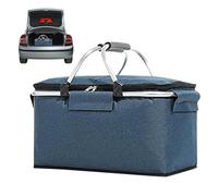 Zvn Zojne Cestino da picnic isolato, borsa termica pieghevole Oxford 600D, cestino isotermico da pic-nic, 26 l, con 2 maniglie, sacchetti per la spesa da campeggio pieghevoli a 2 strati, blu navy