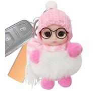 Zvn Zojne Portachiavi bambina per zaino, portachiavi bambola per ragazze - portachiavi adorabili occhi grandi,Bambola dagli occhi grandi che indossa occhiali, sciarpa, cappello per zaino da bambina