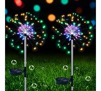 ZVO Luci Solari per Giardino, 2 Pezzi 150 LED Lucine da Esterno Energia Solare Fuochi d'artificio, Lampadine Decorazioni con Impermeabile per Vialetto Prato Matrimoni Recinzione(Multicolore)