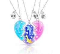 ZVORBH Collane dell'amicizia per 3 persone, set di 3 collane per migliori amiche, collane per 3 sorelle, ciondolo a cuore, regalo ideale per ragazze