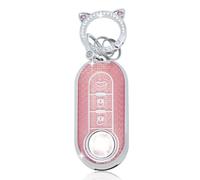 ZVRSUA Custodia per chiave auto compatibile con FIAT 500 Punto Bravo Brava Panda Abarth Doblo Ducato Idea Ulysse MPV Lancia Ypslon Delta Musa, materiale TPU, Flip Key, (Rosa)