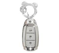 ZVRSUA Guscio Chiave Adatta per Hyundai, Cover Chiave TPU，Caso chiave Auto 4 Pulsanti Compatibile con Hyundai i10 i30 ix25 ix35 IG Santa Fe Kona Elantra Grandeur Solaris Azera Tucson (Argento)