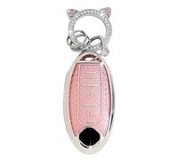 ZVRSUA Guscio Chiave per Nissan, Cover Chiave,Caso Chiave Auto Compatibile con Nissan X-Trail T31/T32 Qashqai J10/J11 Juke Micra March Note Pulsar Cube Leaf Roadster Infiniti FX35/Q50 (Rosa)