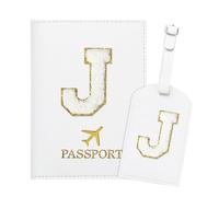 ZVRSUA Porta Passaporto Bianco ed Etichette per Valigie con Lettere,Custodia Passaporto Italiano da Viaggio per Donne, Accessori Viaggio Regalo per Donna/Adolescenti/Ragazze（J)