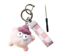 ZVRSUA Portachiavi Auto/Moto/Casa in Pelle PU - Cinturino Scacchiera, Gancio a D e Personaggio Carino, Regalo Donna (Bianco) (Rosa)
