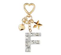 ZVRSUA Portachiavi con Lettera Iniziale per Ragazze e Donna，Letter Keychain Iniziale，Alfabeto Keyring con Ciondolo a Forma Stella Farfalla，Ciondolo a Borse,Ciondolo Zaino (Argento lettera F)