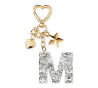 ZVRSUA Portachiavi con Lettera Iniziale per Ragazze e Donna，Letter Keychain Iniziale，Alfabeto Keyring con Ciondolo a Forma Stella Farfalla，Ciondolo a Borse,Ciondolo Zaino (Argento lettera M)
