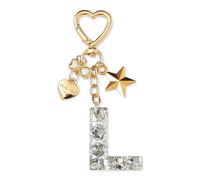 ZVRSUA Portachiavi con Lettera Iniziale per Ragazze e Donna，Letter Keychain Iniziale，Alfabeto Keyring con Ciondolo a Forma Stella Farfalla，Ciondolo a Borse,Ciondolo Zaino (Argento lettera L)