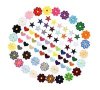 ZwaitL 80 toppe adesive ricamate in tessuto a forma di stella, fiore, cuore, per bambini, borse, cappelli, creazioni artigianali