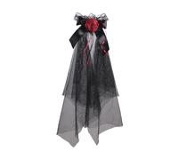 ZwaitL Accessorio per la testa di Halloween, velo in pizzo nero con clip per capelli invisibile, decorazione per capelli per feste di danza, comodo velo in costume