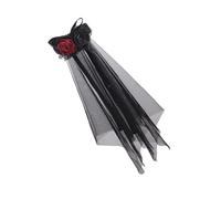 ZwaitL Accessorio per la testa di Halloween, velo in pizzo nero con clip per capelli invisibile, decorazione per capelli per feste di danza, comodo velo in costume