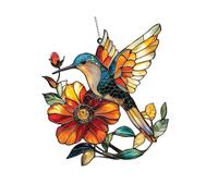 ZwaitL Acchiappasole in vetro colorato con colibrì, rifrangente, luce solare per la casa e il giardino, infrangibile, facile cattura sole con catena per giardini che creano motivi di luce