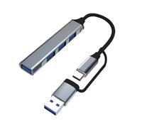 ZwaitL Adattatore splitter per hub in alluminio di tipo C, espansione a 4 porte, trasferimento USB ad alta velocità, adatto per più dispositivi multipli USB C Splitter per la ricarica