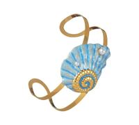 ZwaitL Braccialetto aperto a tema mare con dettagli a forma di stella marina, elegante accessorio alla moda in acciaio inox, per uso quotidiano, antiruggine, ispirato ai marini, Misura unica, come