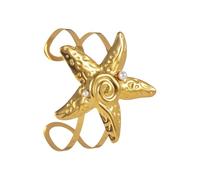 ZwaitL Braccialetto aperto a tema mare con dettagli a forma di stella marina, elegante accessorio alla moda in acciaio inox, per uso quotidiano, antiruggine, ispirato ai marini, Misura unica, come