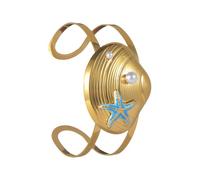ZwaitL Braccialetto aperto a tema mare con dettagli a forma di stella marina, elegante accessorio alla moda in acciaio inox, per uso quotidiano, antiruggine, ispirato ai marini, Misura unica, come