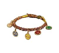 ZwaitL Braccialetto etnico intrecciato a mano in corda colorata a cinque vie, con scritta in lingua inglese "God" della ricchezza, regolabile